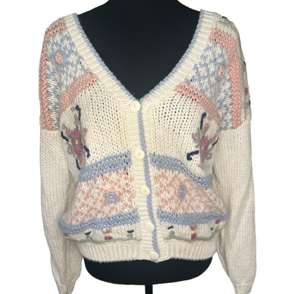 Vintage Huntington Ridge Hand Knitted Cardigan Size M